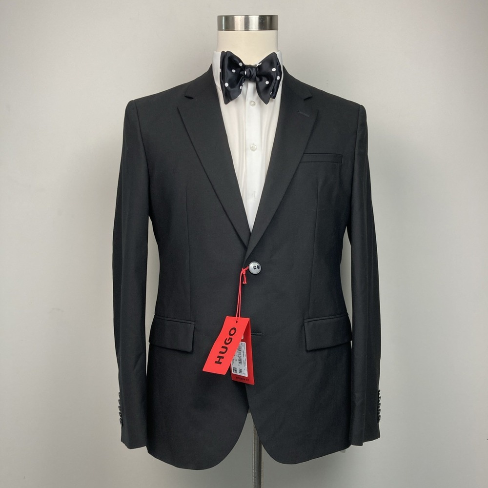 Hugo Boss Mens Modern fit Sport Coat Blazer 38R Black Solid Stretch